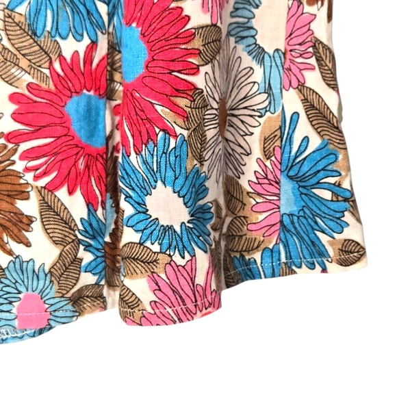 Boden Colorful Floral A Line Pleated Linen Fit Flare Vacation Twee Skirt Size 8 - Picture 3 of 9